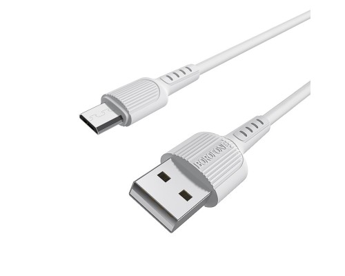 Кабель BOROFONE BX16 USB to Micro 2A, 1m, PVC, TPE connectors, White (6957531099482)