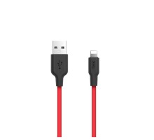 Кабель HOCO X21 USB to iP 2A, 1m, silicone, TPE connectors, Black+Red (6957531071372)
