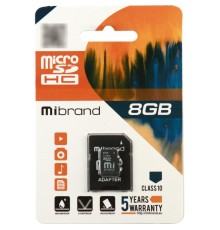 Карта пам'яті microSDHC Mibrand 8Gb class 6 (adapter SD) (MICDC6/8GB-A)