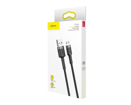 Кабель Baseus cafule Cable USB For Micro 2.4A 0.5M Gray+Black (CAMKLF- AG1)