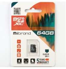 Карта пам'яті microSDXC (UHS-1) Mibrand 64Gb class 10 (MICDXU1/64GB)