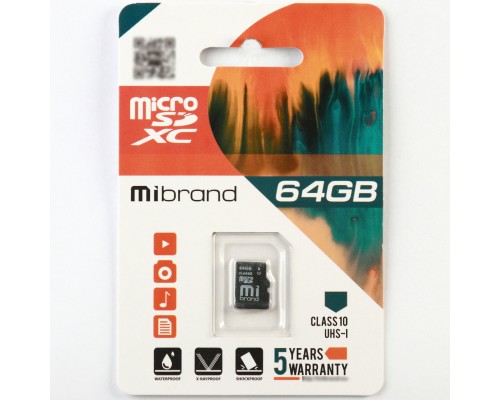 Карта пам'яті microSDXC (UHS-1) Mibrand 64Gb class 10 (MICDXU1/64GB) Карта пам'яті microSDXC (UHS-1) Mibrand 64Gb class 10 (MICDXU1/64GB)