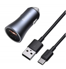 Автомобільний зарядний пристрій Baseus Golden Contactor Pro Dual Quick Charger Car Charger U+C 40W（With Baseus Simple wiring USB For Type-C 5A 1.0m）Da (TZCCJD-0G)