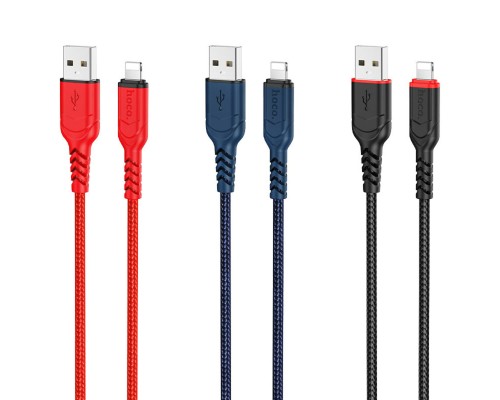 Кабель HOCO X59 USB to iP 2.4A, 1m, nylon, TPE connectors, Red (6931474744876) Кабель HOCO X59 USB to iP 2.4A, 1m, nylon, TPE connectors, Red (6931474744876)