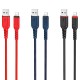 Кабель HOCO X59 USB to iP 2.4A, 1m, nylon, TPE connectors, Red (6931474744876)