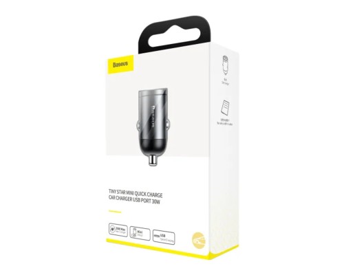 Автомобільний зарядний пристрій Baseus Tiny Star Mini Quick Charge Car Charger USB Port 30W Gray (VCHX-A0G)