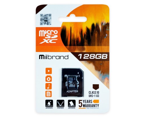 Карта пам'яті microSDXC (UHS-1 U3) Mibrand 128Gb class 10 (adapter SD) (MICDHU3/128GB-A) Карта пам'яті microSDXC (UHS-1 U3) Mibrand 128Gb class 10 (adapter SD) (MICDHU3/128GB-A)