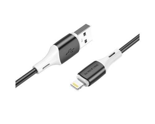 Кабель BOROFONE BX79 USB to iP 2.4A, 1m, silicone, silicone connectors, Black (6974443384741)