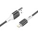 Кабель BOROFONE BX79 USB to iP 2.4A, 1m, silicone, silicone connectors, Black (6974443384741)