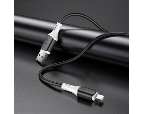 Кабель BOROFONE BX79 USB to iP 2.4A, 1m, silicone, silicone connectors, Black (6974443384741)