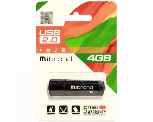Флеш-накопичувач Mibrand USB 2.0 Grizzly 4Gb Black (MI2.0/GR4P3B) Флеш-накопичувач Mibrand USB 2.0 Grizzly 4Gb Black (MI2.0/GR4P3B)