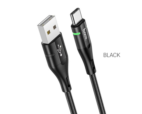 Кабель HOCO U93 USB to Type-C 3A, 1.2m, nylon, aluminum connectors, light indicator, Black (6931474732170) Кабель HOCO U93 USB to Type-C 3A, 1.2m, nylon, aluminum connectors, light indicator, Black (6931474732170)