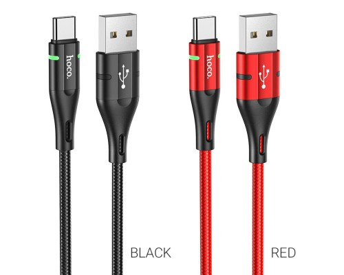 Кабель HOCO U93 USB to Type-C 3A, 1.2m, nylon, aluminum connectors, light indicator, Black (6931474732170) Кабель HOCO U93 USB to Type-C 3A, 1.2m, nylon, aluminum connectors, light indicator, Black (6931474732170)