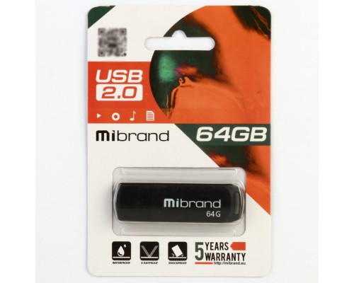 Флеш-накопичувач Mibrand USB 2.0 Mink 64Gb Black (MI2.0/MI64P4B) Флеш-накопичувач Mibrand USB 2.0 Mink 64Gb Black (MI2.0/MI64P4B)