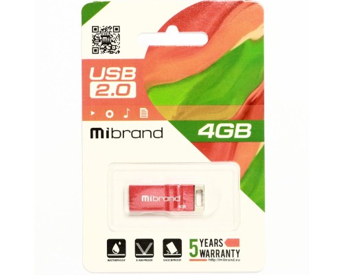 Флеш-накопичувач Mibrand USB 2.0 Chameleon 4Gb Red (MI2.0/CH4U6R) Флеш-накопичувач Mibrand USB 2.0 Chameleon 4Gb Red (MI2.0/CH4U6R)