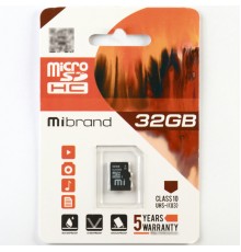 Карта пам'яті microSDHC (UHS-1 U3) Mibrand 32Gb class 10 (MICDHU3/32GB)