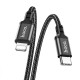 Кабель HOCO X14 Type-C to iP 3A, 20W, 2m, nylon, aluminum connectors, Black (6931474752208)
