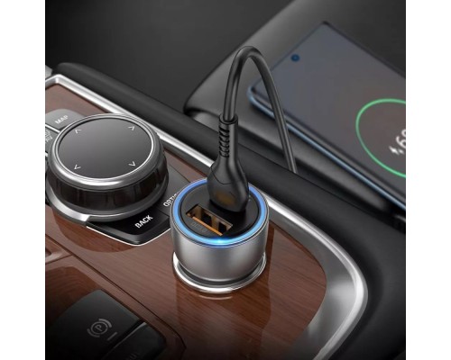 Автомобільний зарядний пристрій HOCO NZ8 Sprinter 43W dual port PD25W+QC3.0 car charger set(Type-C to Type-C) Brown (6931474782762)