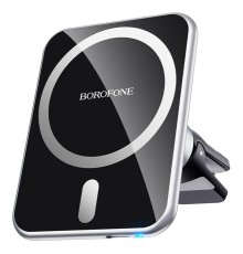 Тримач для мобiльного з БЗП BOROFONE BH43 Xperience magnetic wireless charging car holder Black+Silver (BH43BS)
