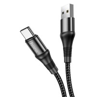 Кабель HOCO X50 USB to Type-C 3A, 1m, nylon, aluminum connectors, Black (6931474734235)