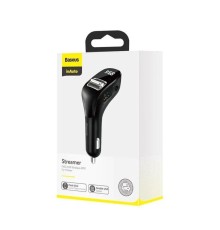 АЗП з FM-модулятором Baseus Streamer F40 AUX wireless MP3 car charger Black (CCF40-01)