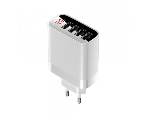 Мережевий зарядний пристрій Baseus Mirror Lake Digital Display 4USB Travel Charger 30W (EU) White (CCJMHB-B02) Мережевий зарядний пристрій Baseus Mirror Lake Digital Display 4USB Travel Charger 30W (EU) White (CCJMHB-B02)