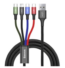 Кабель Baseus Fast 4-in-1 Cable For iP+Type-C(2)+Micro 3.5A 1.2m Black (CA1T4-B01)