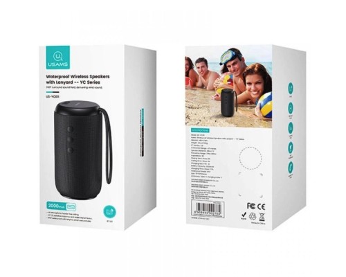 Портативна колонка Usams US-YC011 IPX7 Waterproof Wireless Speaker with Lanyard -- YC Series 2000mAh Black (YC011YX01)