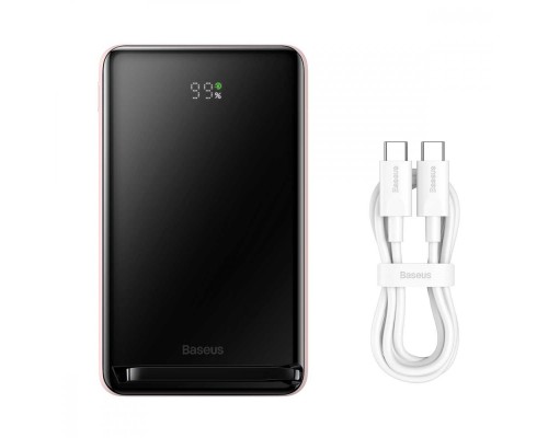 Зовнішній акумулятор Baseus Magnetic Bracket Wireless Fast Charge Power Bank 10000mAh 20W Pink (With cable Type-C to Type-C 60W(20V/3A) (PPCX000004) Зовнішній акумулятор Baseus Magnetic Bracket Wireless Fast Charge Power Bank 10000mAh 20W Pink (With cable Type-C to Type-C 60W(20V/3A) (PPCX000004)