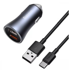 Автомобільний зарядний пристрій Baseus Golden Contactor Pro Dual Quick Charger Car Charger U+U 40W（With Baseus Simple wiring USB For Type-C 5A 1.0m）Da (TZCCJD-A0G)