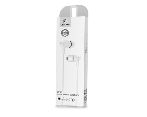 Навушники Usams EP-37 In-ear Plastic Earphone 1.2M White (HSEP3702) Навушники Usams EP-37 In-ear Plastic Earphone 1.2M White (HSEP3702)