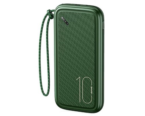 Зовнішній акумулятор Usams US-CD150 PB56 Power Bank with Lanyard 10000mah Dark Green (10KCD15003)