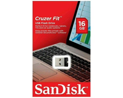 Flash SanDisk USB 2.0 Cruzer Fit 16Gb Black (SDCZ33-016G-G35)