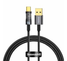 Кабель Baseus Explorer Series Auto Power-Off Fast Charging Data Cable USB to Type-C 100W 2m Black (CATS000301)