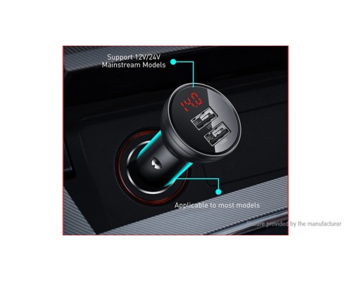 Автомобільний зарядний пристрій Baseus Digital Display Dual USB 4.8A Car Charger 24W Silver (CCBX-0S) Автомобільний зарядний пристрій Baseus Digital Display Dual USB 4.8A Car Charger 24W Silver (CCBX-0S)
