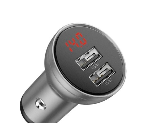 Автомобільний зарядний пристрій Baseus Digital Display Dual USB 4.8A Car Charger 24W Silver (CCBX-0S) Автомобільний зарядний пристрій Baseus Digital Display Dual USB 4.8A Car Charger 24W Silver (CCBX-0S)