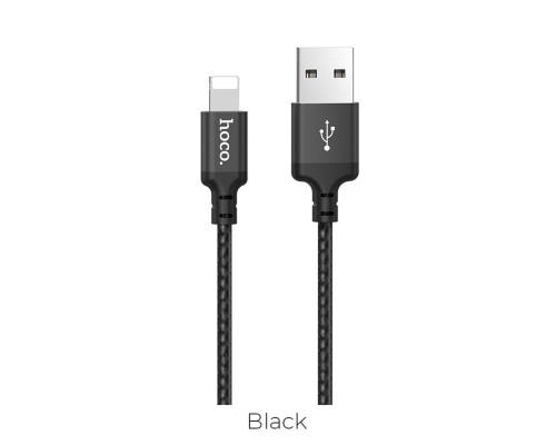 Кабель HOCO X14 USB to iP 2A, 1m, nylon, aluminum connectors, Black (6957531062820) Кабель HOCO X14 USB to iP 2A, 1m, nylon, aluminum connectors, Black (6957531062820)