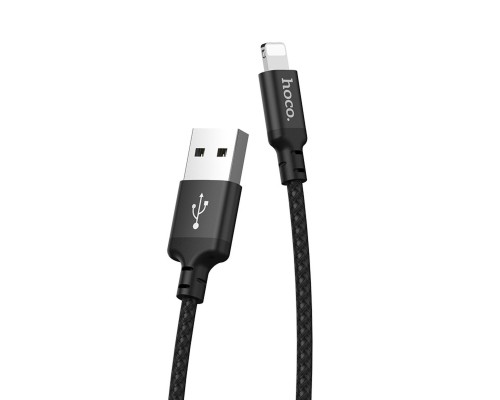 Кабель HOCO X14 USB to iP 2A, 1m, nylon, aluminum connectors, Black (6957531062820) Кабель HOCO X14 USB to iP 2A, 1m, nylon, aluminum connectors, Black (6957531062820)