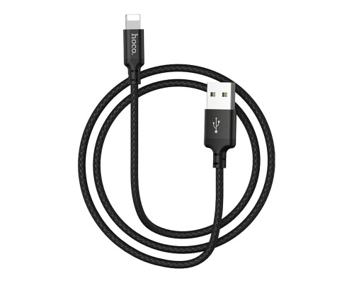 Кабель HOCO X14 USB to iP 2A, 1m, nylon, aluminum connectors, Black (6957531062820) Кабель HOCO X14 USB to iP 2A, 1m, nylon, aluminum connectors, Black (6957531062820)