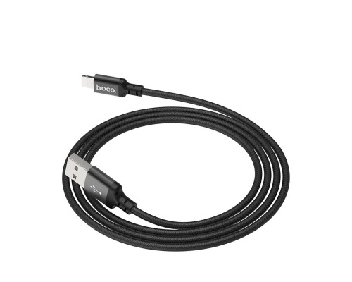 Кабель HOCO X14 USB to iP 2A, 1m, nylon, aluminum connectors, Black (6957531062820) Кабель HOCO X14 USB to iP 2A, 1m, nylon, aluminum connectors, Black (6957531062820)