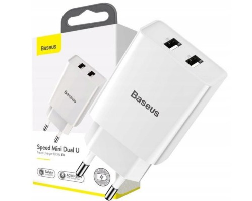 Мережевий зарядний пристрій Baseus Speed Mini Dual U Charger 10.5W White (CCFS-R02) Мережевий зарядний пристрій Baseus Speed Mini Dual U Charger 10.5W White (CCFS-R02)