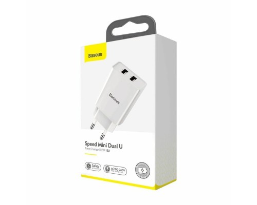 Мережевий зарядний пристрій Baseus Speed Mini Dual U Charger 10.5W White (CCFS-R02) Мережевий зарядний пристрій Baseus Speed Mini Dual U Charger 10.5W White (CCFS-R02)