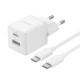 Мережевий зарядний пристрій Baseus Palm Fast Charger C+U 30W EU Moon White (with Baseus Mini White Cable USB-C to USB-C 60W (20V/3A) 1m Moon White) (P1011160A213-01)