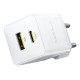 Мережевий зарядний пристрій Baseus Palm Fast Charger C+U 30W EU Moon White (with Baseus Mini White Cable USB-C to USB-C 60W (20V/3A) 1m Moon White) (P1011160A213-01)