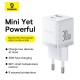 Мережевий зарядний пристрій Baseus Palm Fast Charger C+U 30W EU Moon White (with Baseus Mini White Cable USB-C to USB-C 60W (20V/3A) 1m Moon White) (P1011160A213-01)