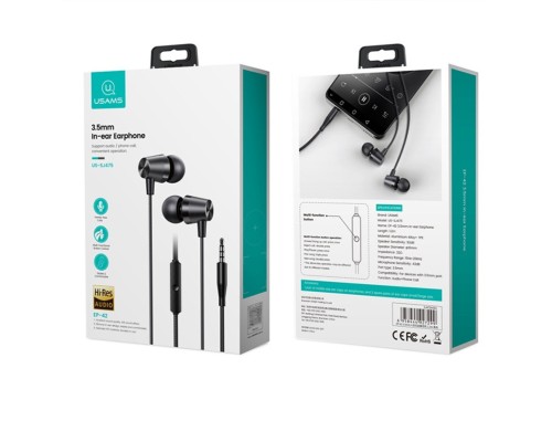 Навушники Usams EP-42 3.5mm In-ear Earphone 1.2m Black (SJ475HS01) Навушники Usams EP-42 3.5mm In-ear Earphone 1.2m Black (SJ475HS01)