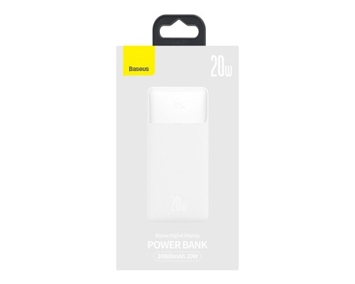 Зовнішній акумулятор Baseus Bipow Digital Display Fast Charge Power Bank 30000mAh 20W White (PPBD050402) Зовнішній акумулятор Baseus Bipow Digital Display Fast Charge Power Bank 30000mAh 20W White (PPBD050402)