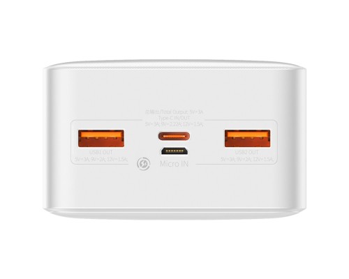 Зовнішній акумулятор Baseus Bipow Digital Display Fast Charge Power Bank 30000mAh 20W White (PPBD050402) Зовнішній акумулятор Baseus Bipow Digital Display Fast Charge Power Bank 30000mAh 20W White (PPBD050402)