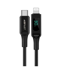 Кабель ACEFAST C6-01 Type-C to iP, 3A, 30W, 1.2m, nylon, zinc connectors, Black (6974316281030)
