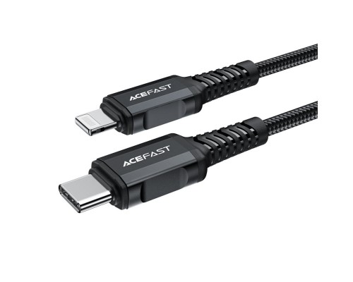 Кабель ACEFAST C4-01 Type-C to iP 3A, 30W, 1.8m, nylon, zinc connectors, Black (6974316281306)